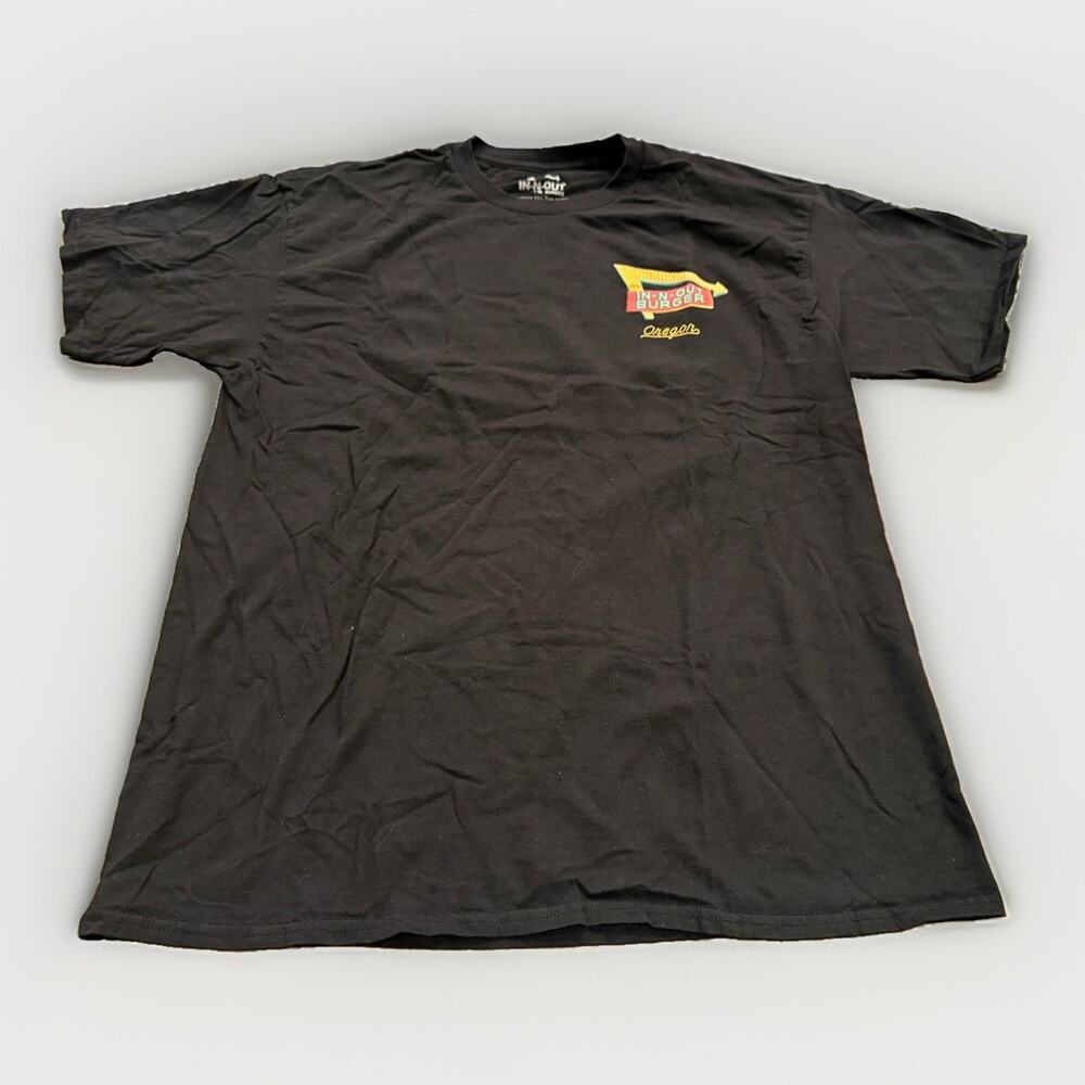 In-N-Out Oregon Mens Black Short Sleeve T-Shirt Size L Large 100% Cotton